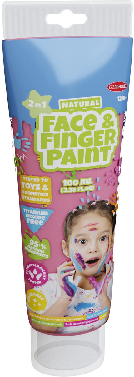 Natural Face & Fingerpaint Tube - Roze, 100ml