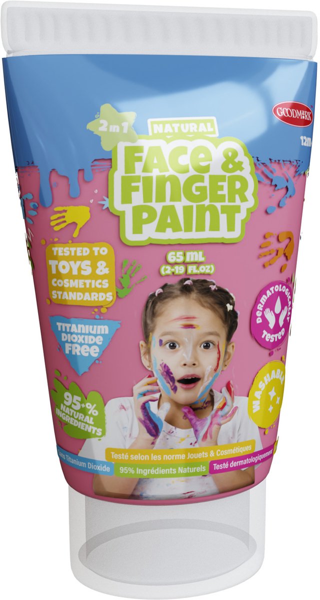Natural Face & Fingerpaint Tube - Roze, 65ml