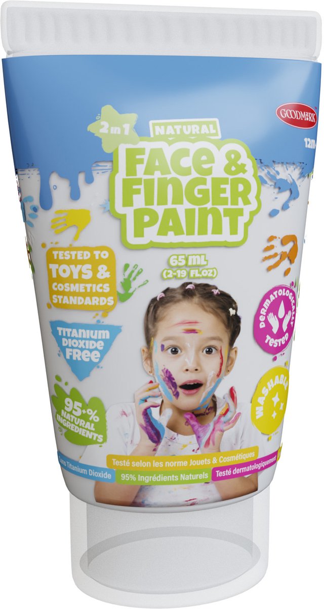 Natural Face & Fingerpaint Tube - Wit, 65ml