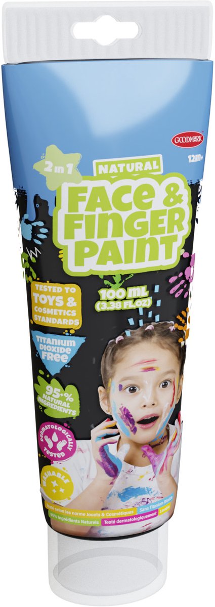Natural Face & Fingerpaint Tube - Zwart, 100ml