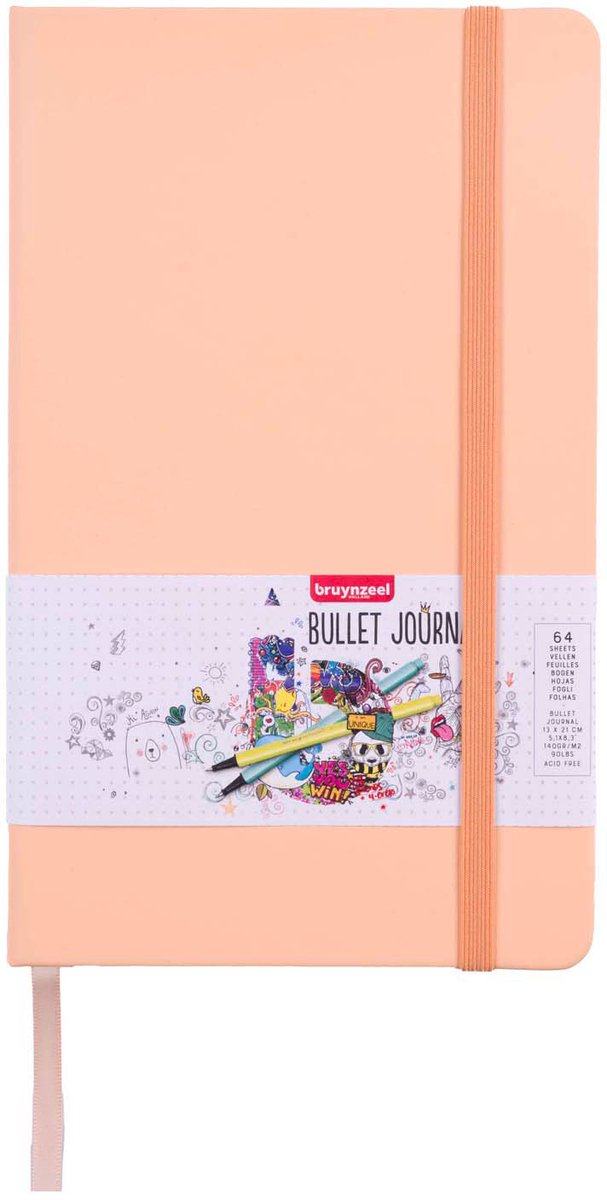 Bruynzeel bullet journal perzik notitieboek 13x21cm 140g/m² creatief.