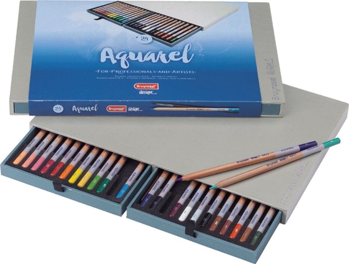 Design Aquarel box 24 aquarelpotloden met penseel