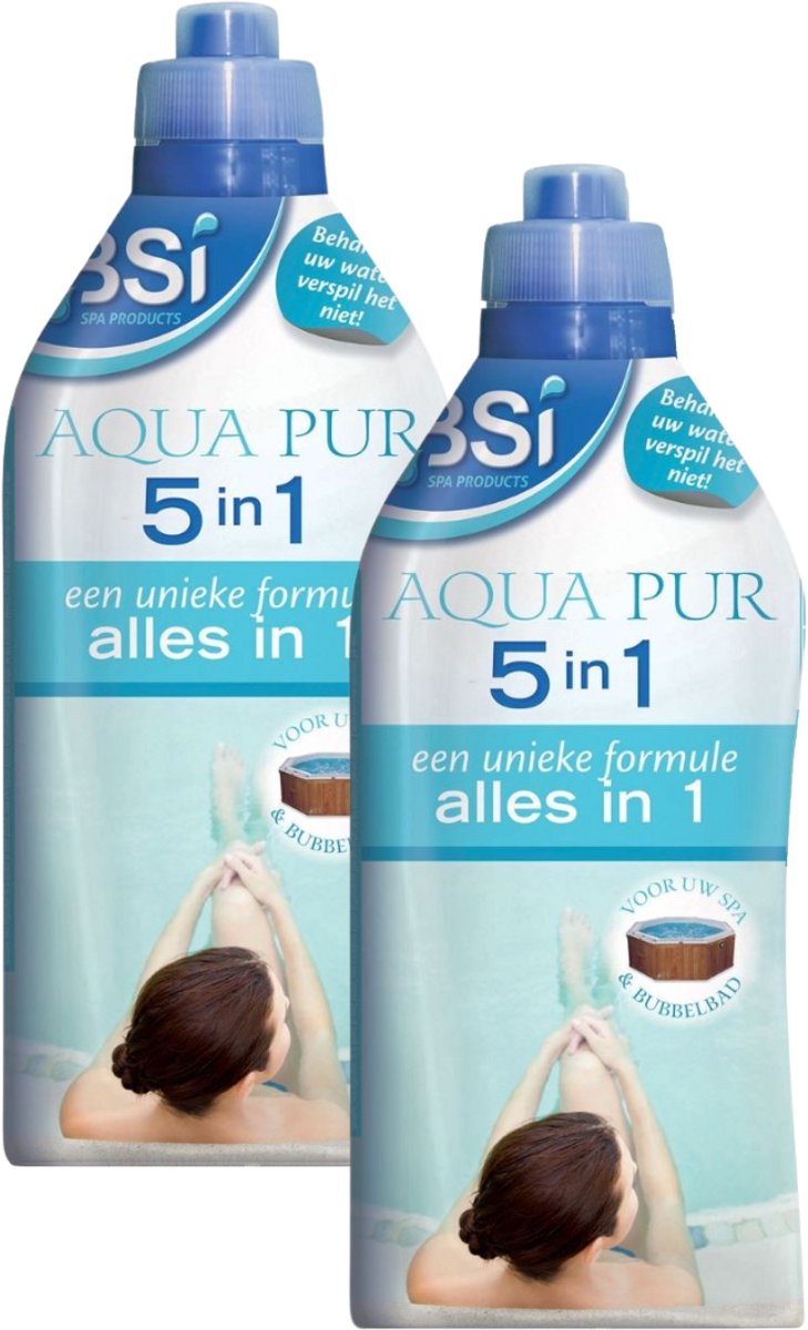 BSI Aqua Pur 5-in-1 - 2 x 1L - Voor kraakhelder en zacht spa water - 50% minder chloorverbruik en voorkomt kalkafzettingen en pH schommelingen - Zwembad - Spa