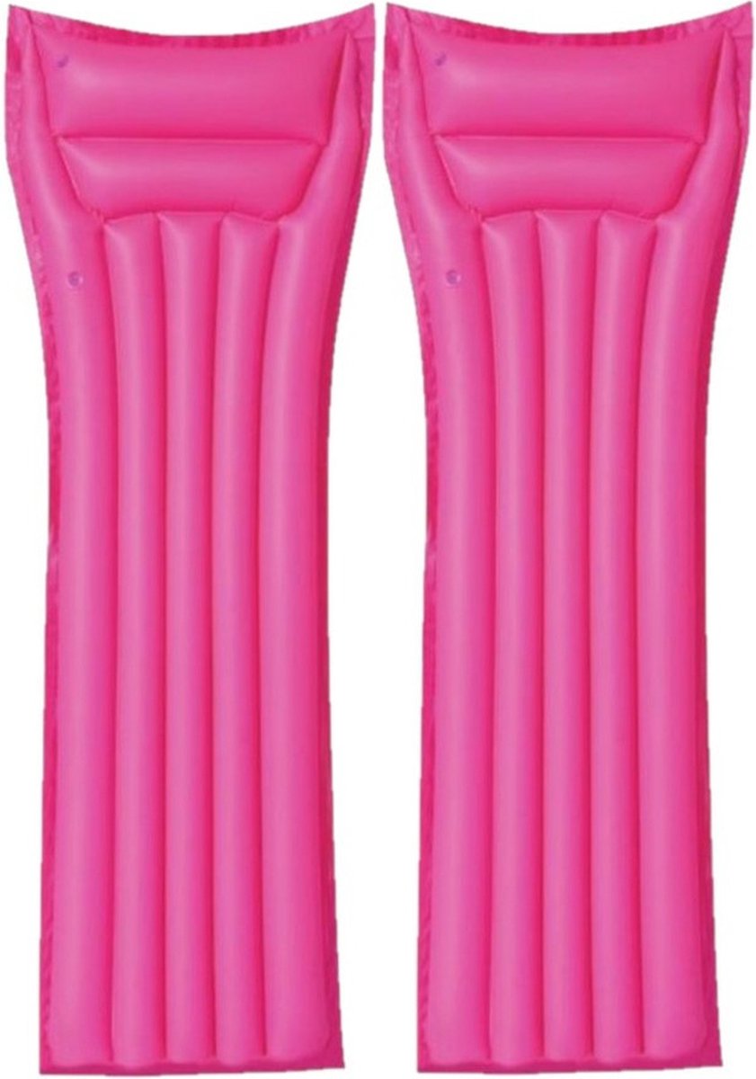 Set van 2x stuks bestway basic opblaabaar luchtbed roze 183 cm volwassenen