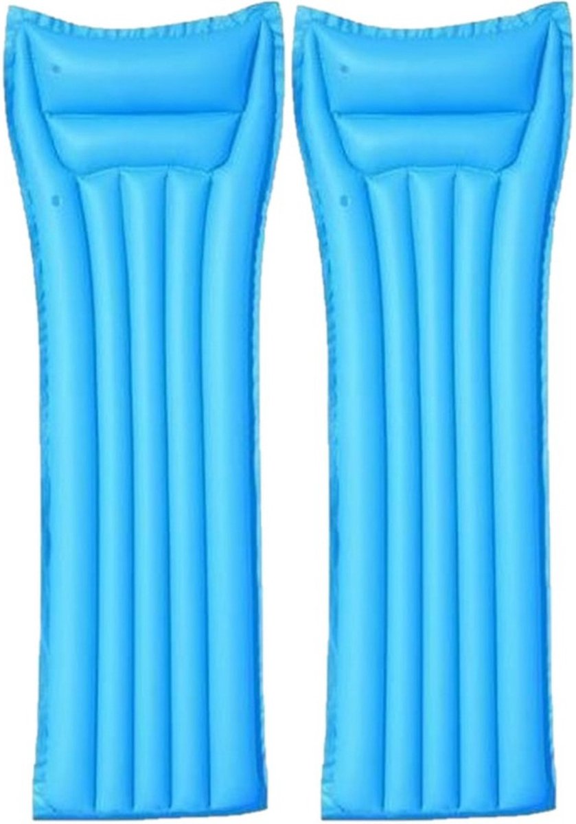 Set van 2x stuks bestway basic opblaasbaar luchtbed blauw 183 x 69 cm