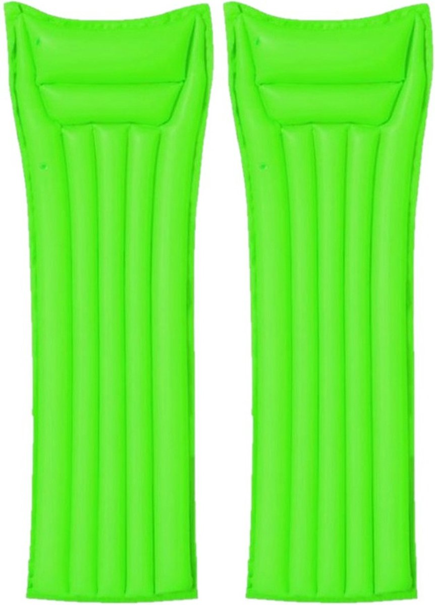 Set van 2x stuks bestway basic opblaasbaar luchtbed groen 183 cm volwassenen