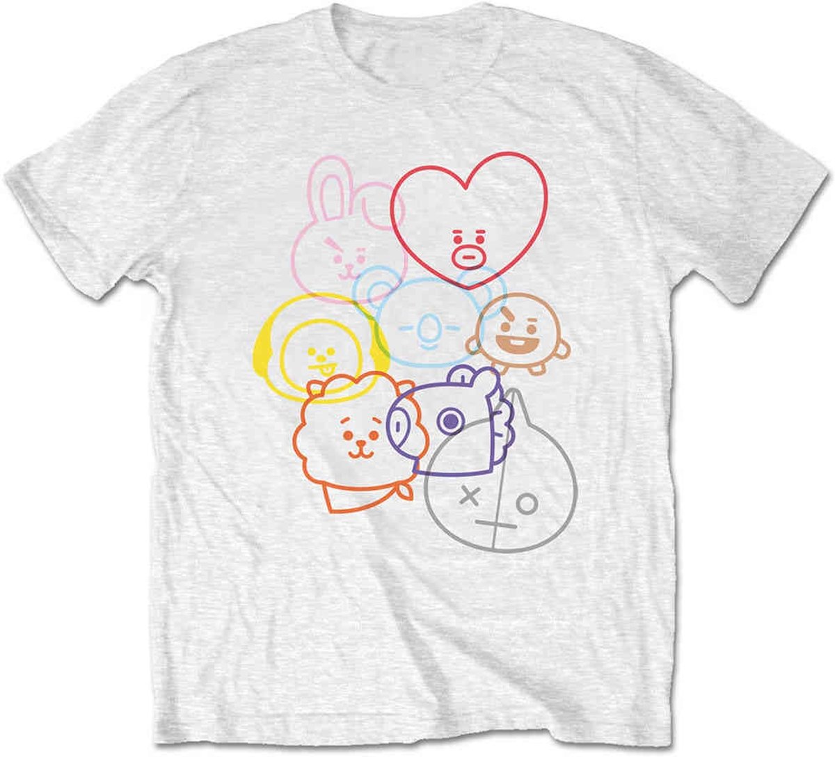 BT21 Heren Tshirt -L- Faces Wit