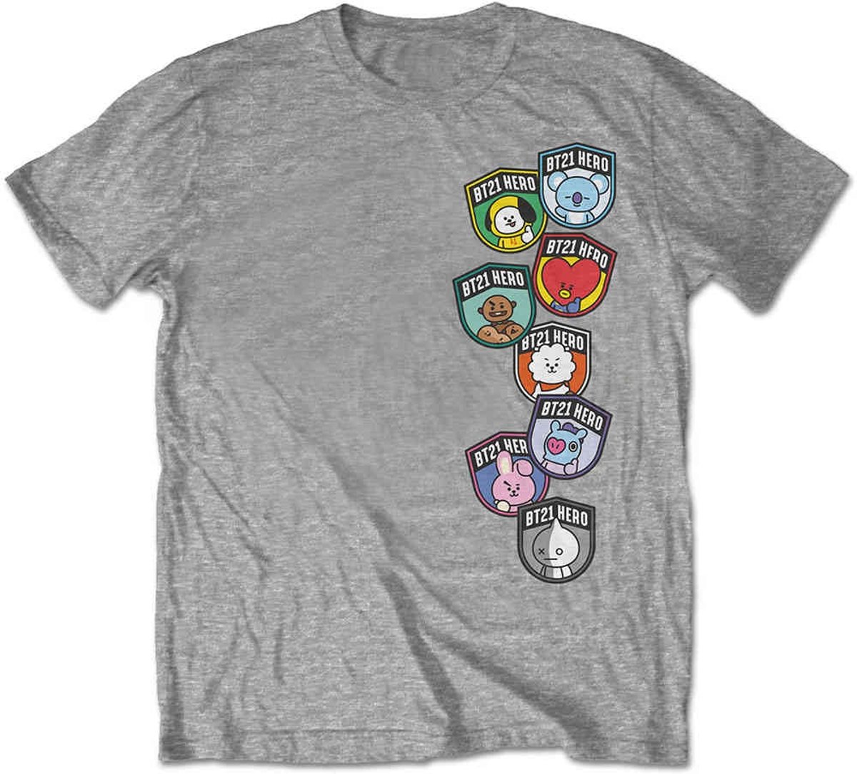 BT21 Heren Tshirt -M- Badges Grijs
