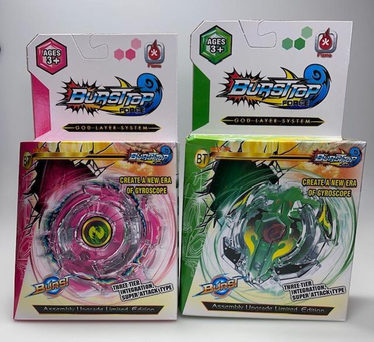 2 stuks   FORCE /SPIN TOL/ BLADE - roze en groen