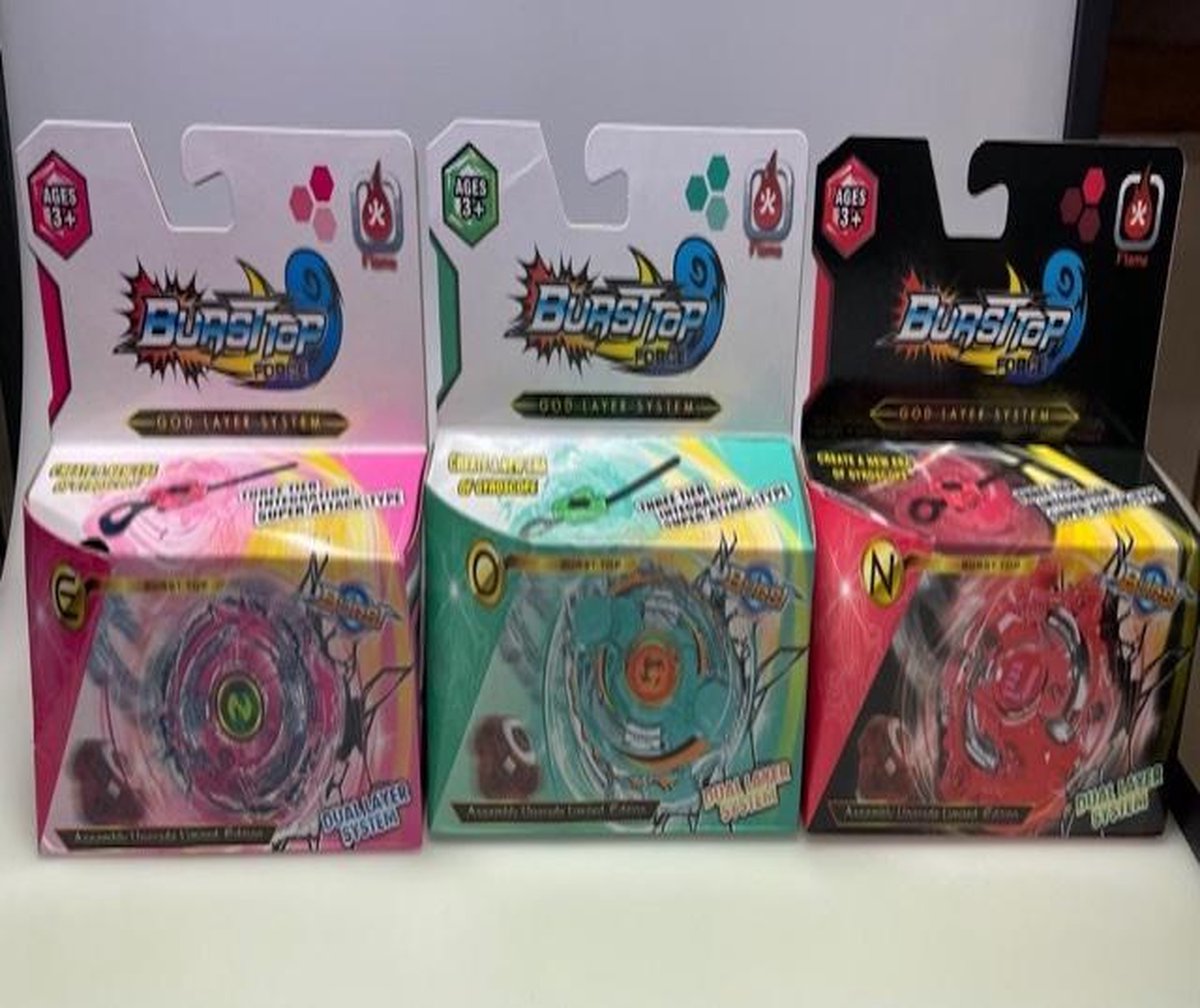 3 BURST TOP FORCE BEY BLADE / SPINTOL BEYBLADE/ GOD LAYER SYSTEM / E,O,N
