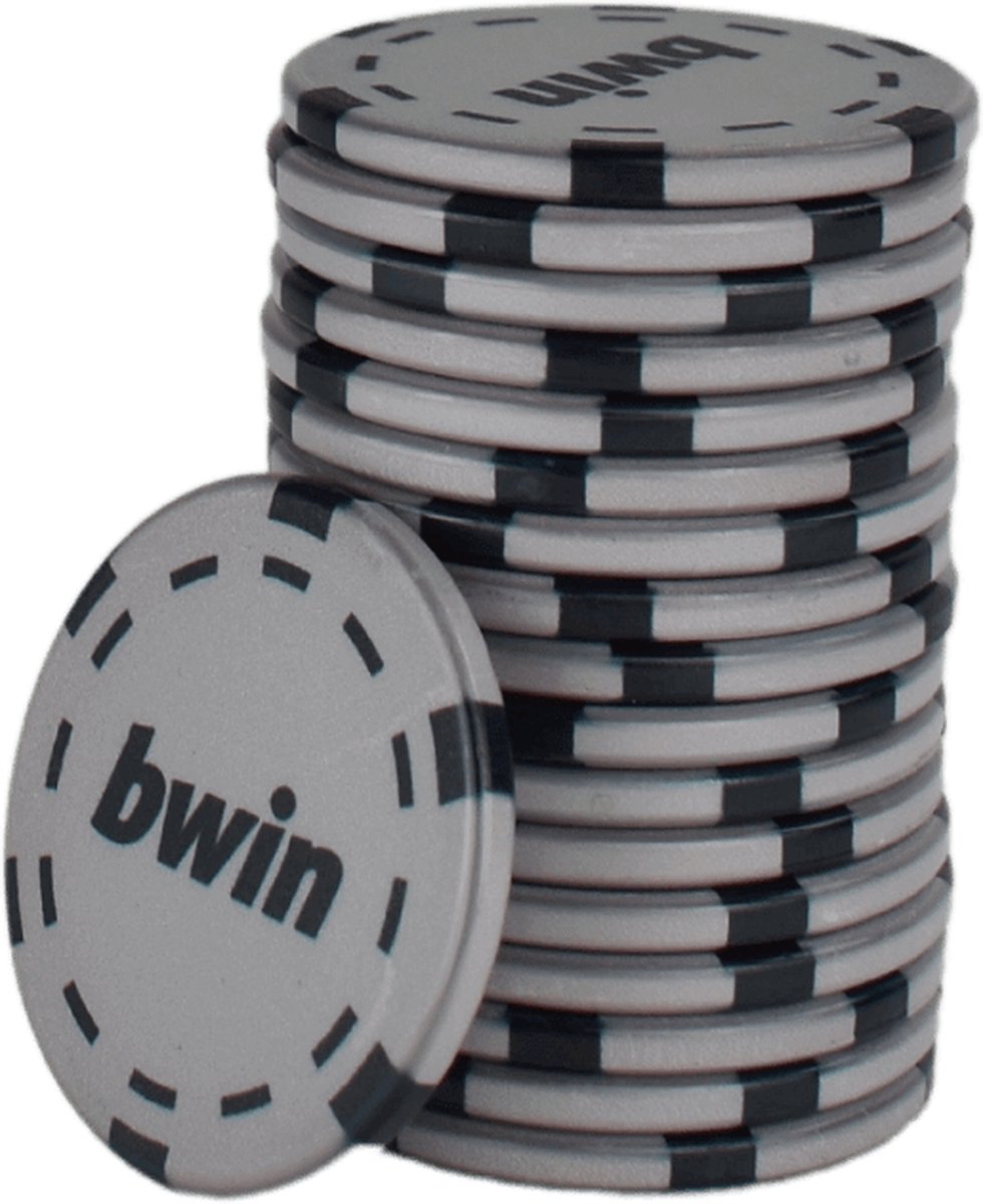 Bwin poker chips grijs (50 stuks) - pokerchips - pokerfiches - ABS chips - pokerspel - pokerset - poker set