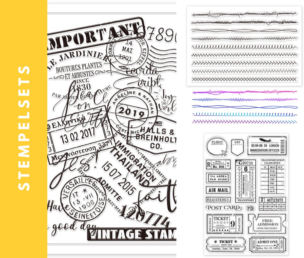 BaBaBa - Clear Stamps Set – Transparante Stempels voor Creatieve Projecten – 3 Delige Pakket - Tickets en Post