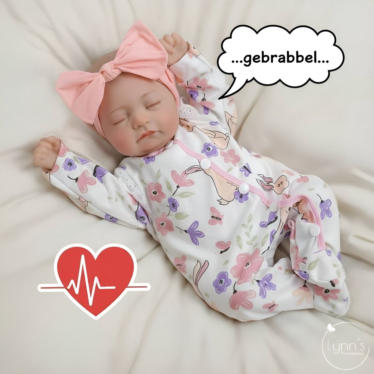 Babeside Reborn Baby Pop - Katie - 50 cm - Met hartslag en gebrabbel - Soft Vinyl - Maakt geluidjes - Interactief - In geschenkdoos