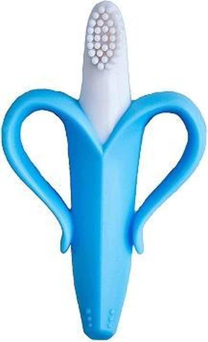 Baby banaan tandenborstel/bijtspeeltje - Blauw