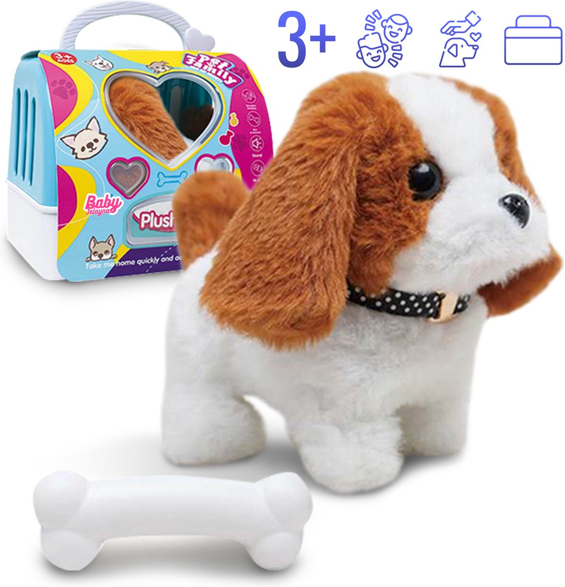 Baby Jelayna - Pluche Hondje Speelgoed 3 jaar en ouder - Educatieve Spellen voor Meisjes en Jongens - Activiteitenbord Sensorisch - Montessori Busy Board - Educatief Babyspeelgoed - Licht Bruin