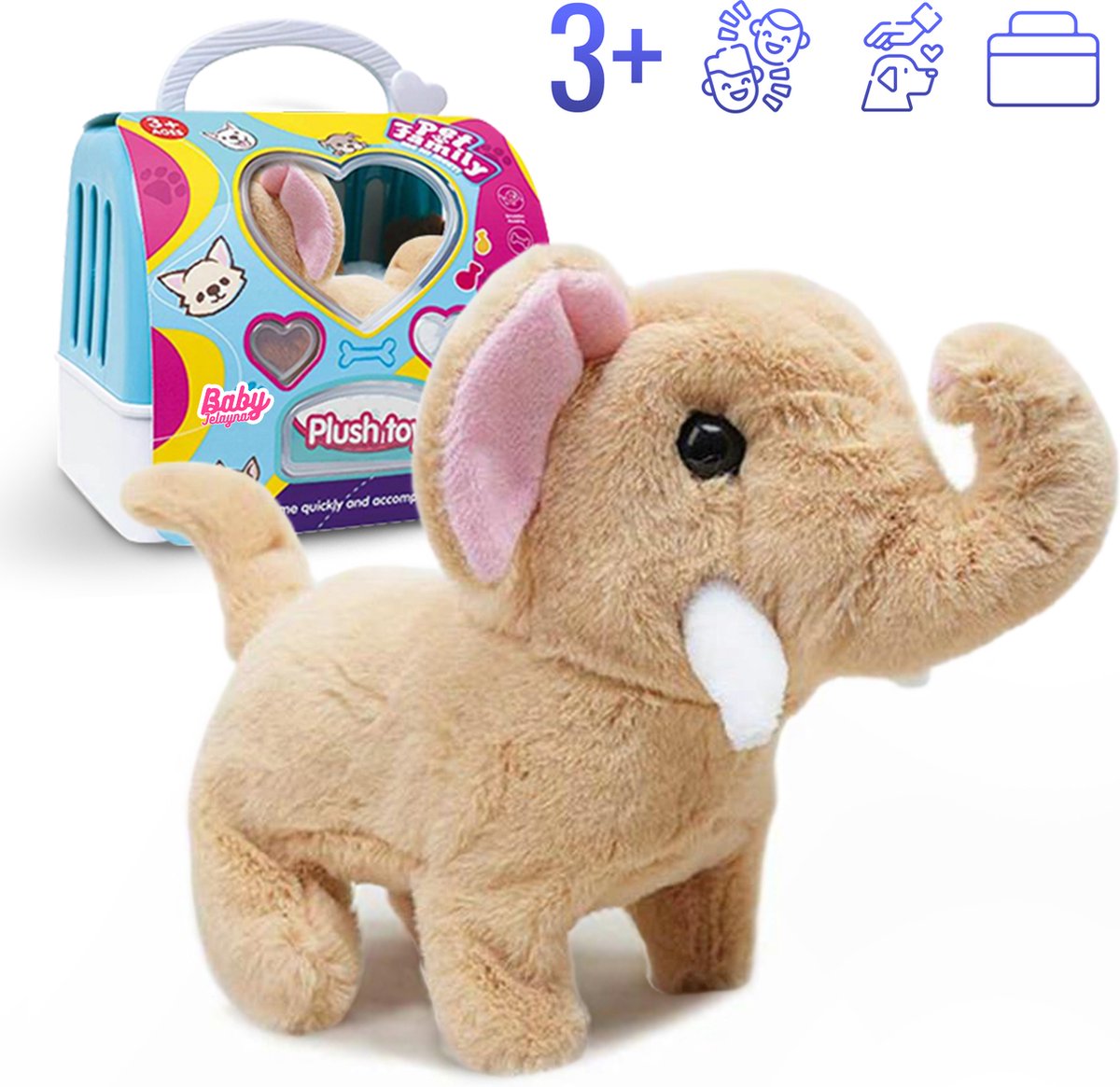 Baby Jelayna - Pluche Olifant Speelgoed 3 jaar en ouder - Educatieve Spellen voor Meisjes en Jongens - Activiteitenbord Sensorisch - Montessori Busy Board - Educatief Babyspeelgoed - Bruin