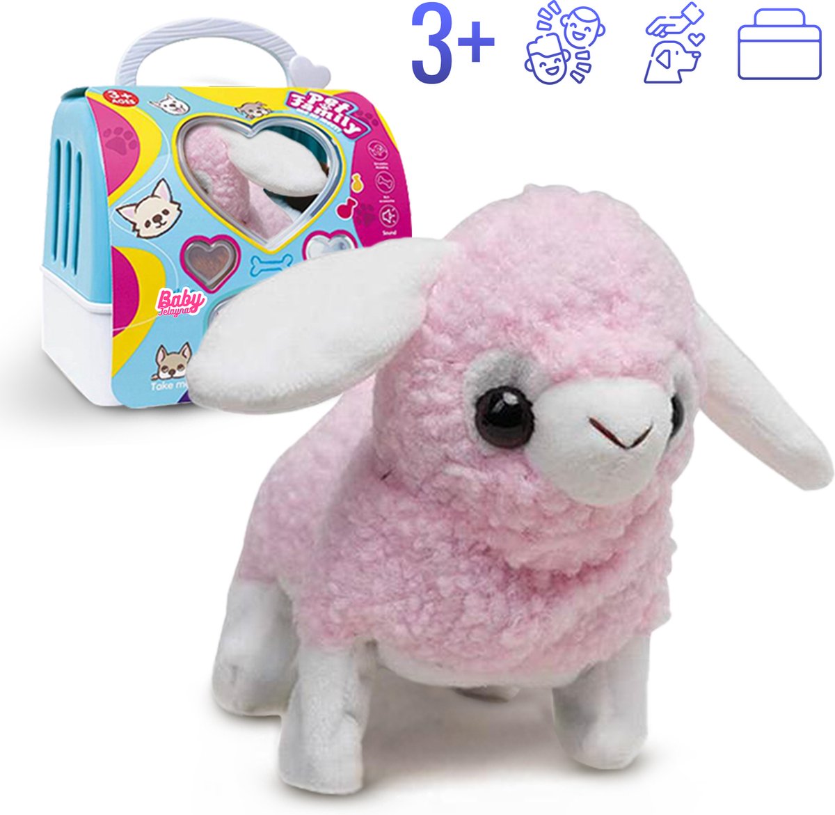 Baby Jelayna - Pluche Schaap Speelgoed 3 jaar en ouder - Educatieve Spellen voor Meisjes en Jongens - Activiteitenbord Sensorisch - Montessori Busy Board - Educatief Babyspeelgoed - Roze