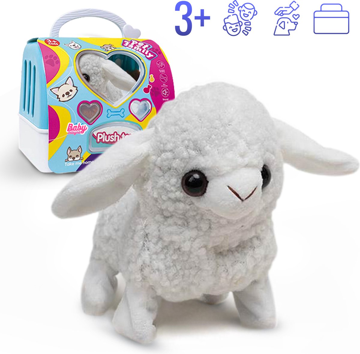 Baby Jelayna - Pluche Schaap Speelgoed 3 jaar en ouder - Educatieve Spellen voor Meisjes en Jongens - Activiteitenbord Sensorisch - Montessori Busy Board - Educatief Babyspeelgoed - Wit