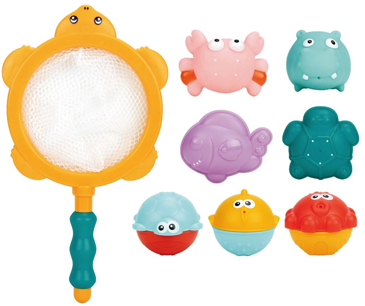 Baby Mix - Baby Bad Speelgoed Set - 8 Stuks - Waterplezier - Ergonomisch Schepnetje - Veilig voor Peuters - badspeeltjes - bad speelgoed - speeltjes voor in bad - bad speeltjes - water speelgoed