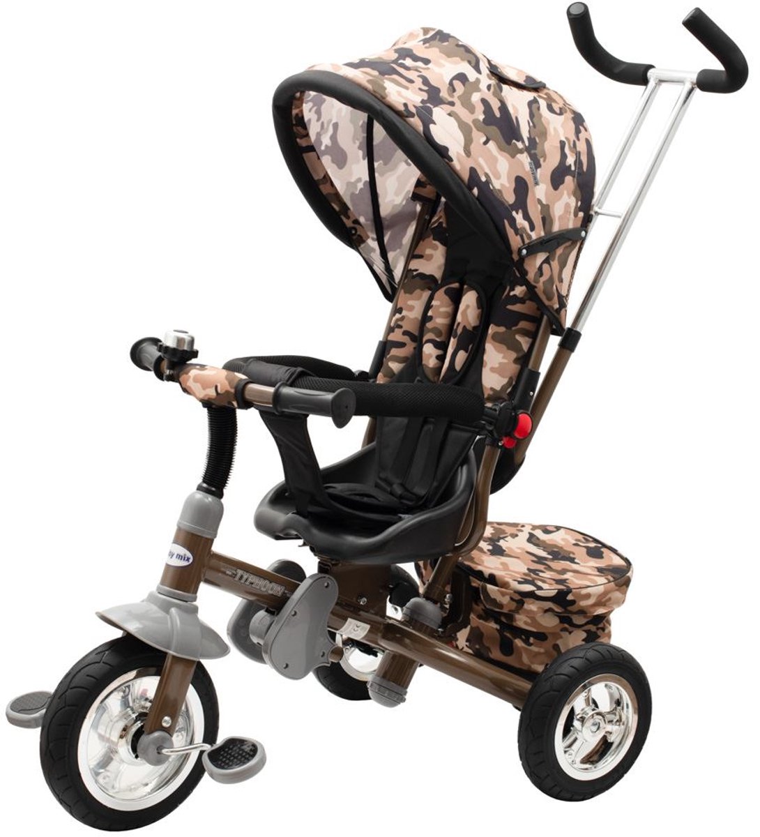 Baby Mix - Driewieler - 3in1 - Camouflage - Duwstang - Comfortabele Zitting - 360° Trike - Verstelbaar - Peuterspeelgoed - Fietsen - Buitenspeelgoed - Statief
