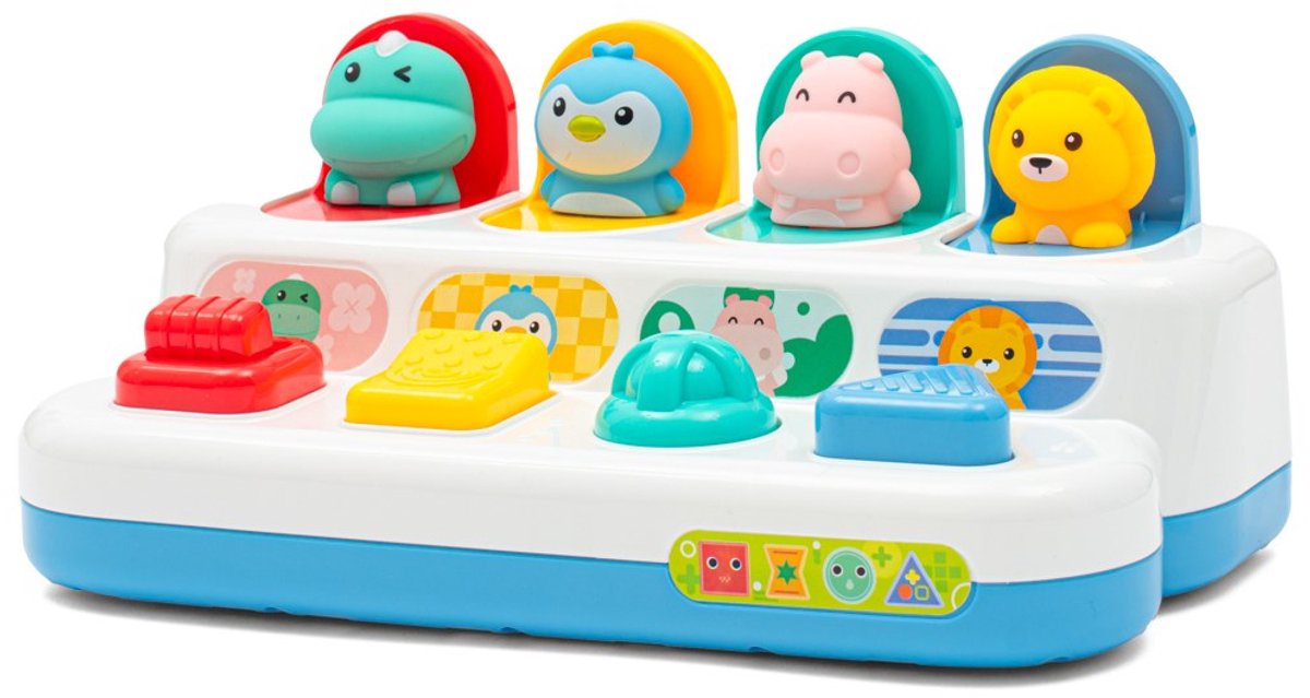 Baby Mix - Interactief Dierenspeeltje - Pop-up Functie - Motorische Vaardigheden - Kleurrijke Dierenfiguren - Peuterspeelgoed - Speelgoed met knoppen - Oorzaak en gevolg - Educatief speelgoed