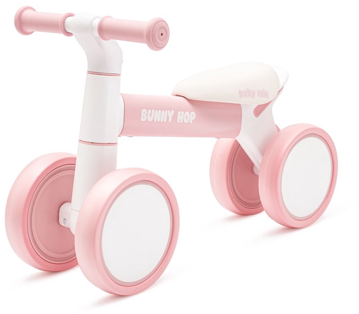 Baby Mix - Loopfiets - Minimalistisch Design - Roze en Wit - Ergonomische Zitting - Stevige Brede Wielen - Stabiliteit - Kinderen - Loopfiets voor Kinderen - Baby Loopfiets - Kleuterfiets