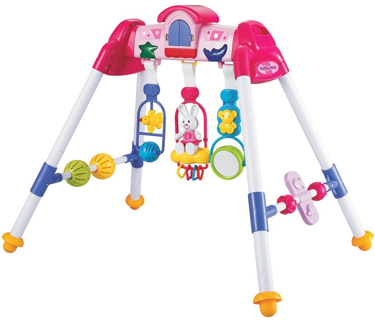 Baby Mix - Lux Baby - speelgym - A-vormig frame - kleurrijke speeltjes - met spiegel en geluid - baby gym - educatieve speelmat - baby speeltoestel - activiteitenkubus - babyspeelgoed