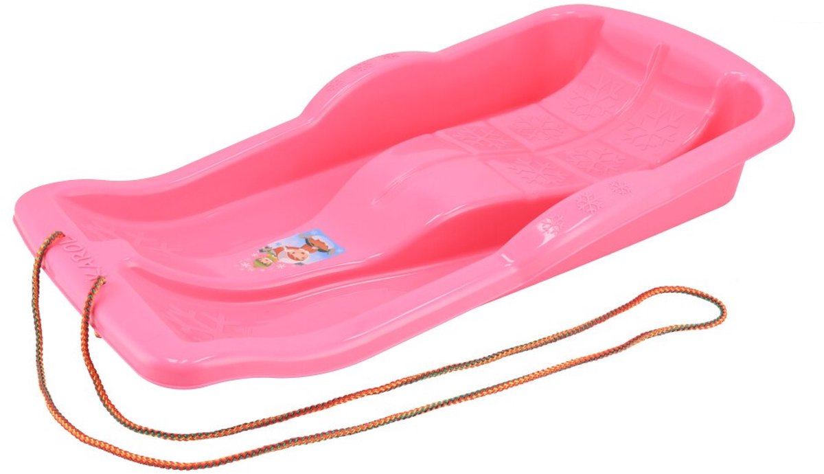 Baby Mix - Plastic Bobs - Felroze Kunststof Slee - Gestroomlijnde Vorm - Voor Kinderen - Sneeuwslee - Glijbaan - Slede - Kinderslee - Winterpret