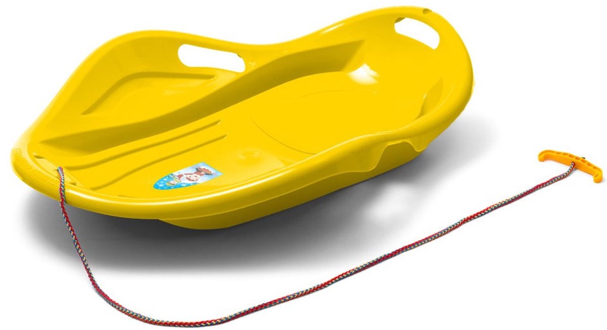 Baby Mix - Slee - Felgele kunststof slee - Met handgrepen en touw - Glad oppervlak voor snelheid - Sneeuwslee - Geluidsloze slee - Kinderslee - Outdoor speelgoed - Wintersport accessoires