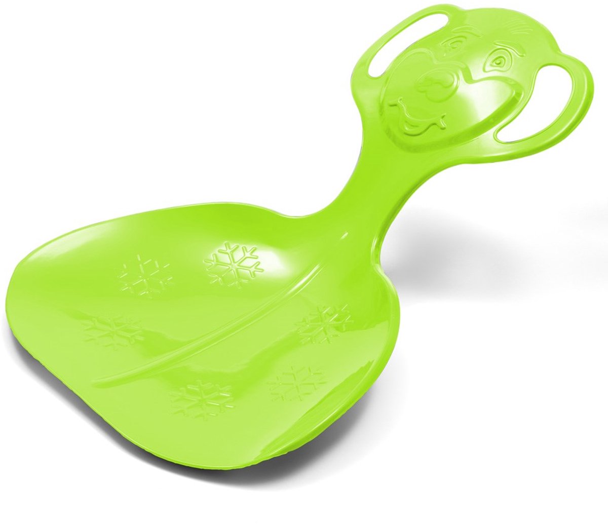 Baby Mix - Slee - Felgroene kunststof kontslee - Schotelvorm met handvatten - Ergonomische zitting met sneeuwvlokjes - Sneeuwslee - Plastic slee - Wintersportaccessoire - Kinderslee