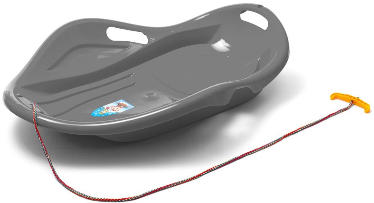   -   - Grijs kunststof - Gestroomlijnd ontwerp - Trekkoord met handvat - Licht en stevig - Sneeuwslee - Kinderslee - Winterpret - Plastic slee - Slederij