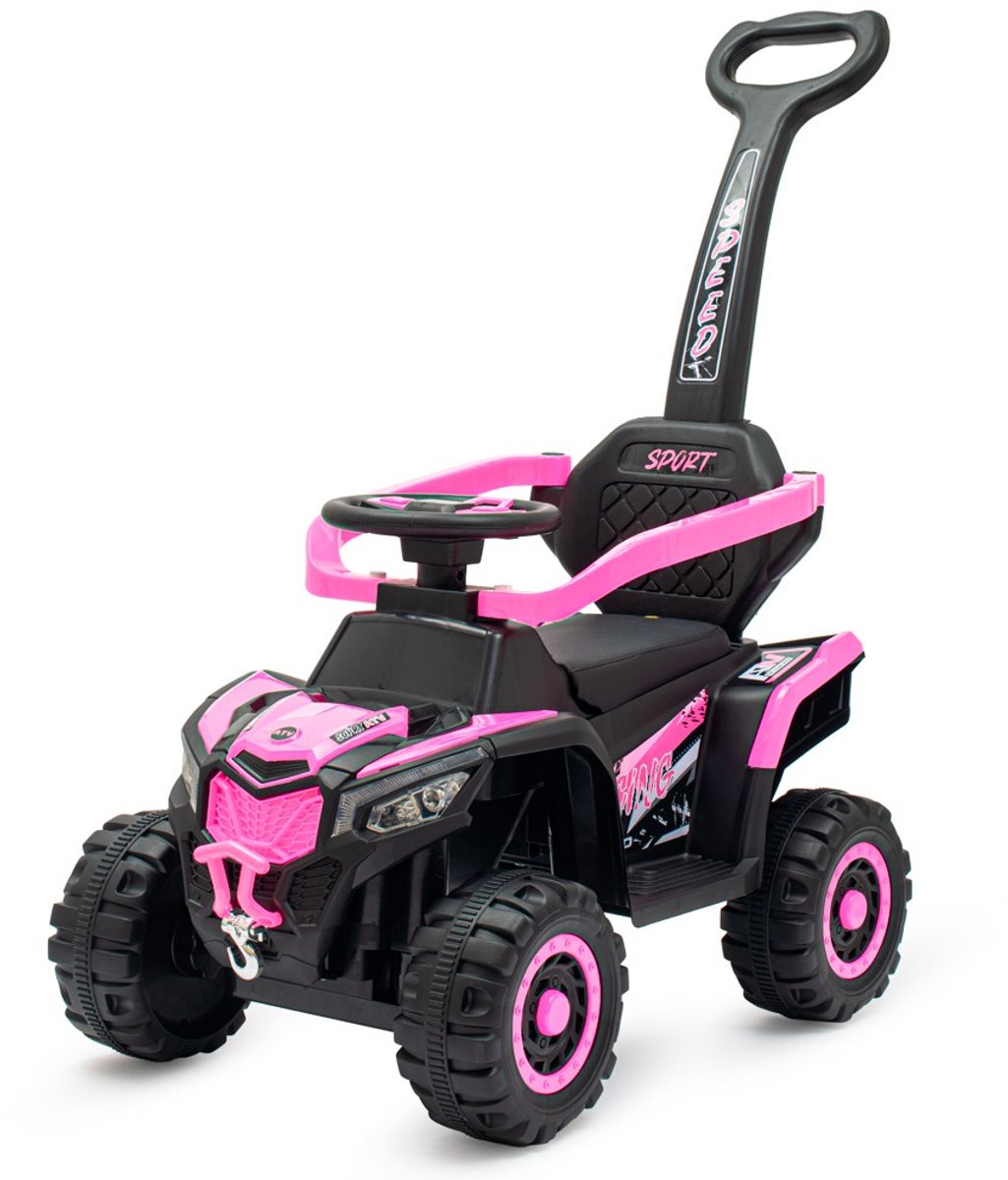   - Speelgoedvoertuig - Roze - Quad met handvat - Geschikt voor binnen en buiten - Robuuste wielen - Elektrische scooter - Kinderscooter - ATV - Speelgoed quad - Rugsteun