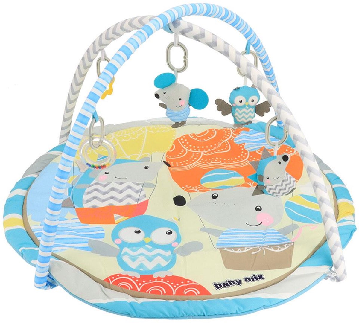 Baby Mix - Speelkleed - Babygym - Speelkleed voor Baby’s - Met Hangende Speeltjes - Baby speelmat - Babygym speelmat - Activiteitenkleed - Speelmat voor jonge babys - Baby speelkleed met speelgoed