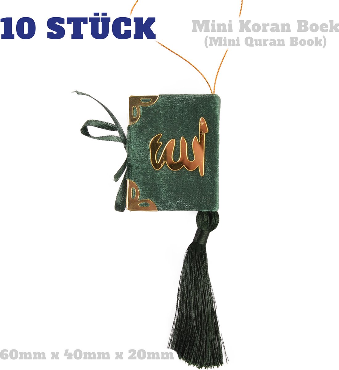 10 stuks Groen Mini Koran Geschenk voor Islamitische feesten, Moslim Geschenk, Eid Geschenk, Babyshower Geschenk, Baby Geboorte, Bruiloft, Hadj Geschenk