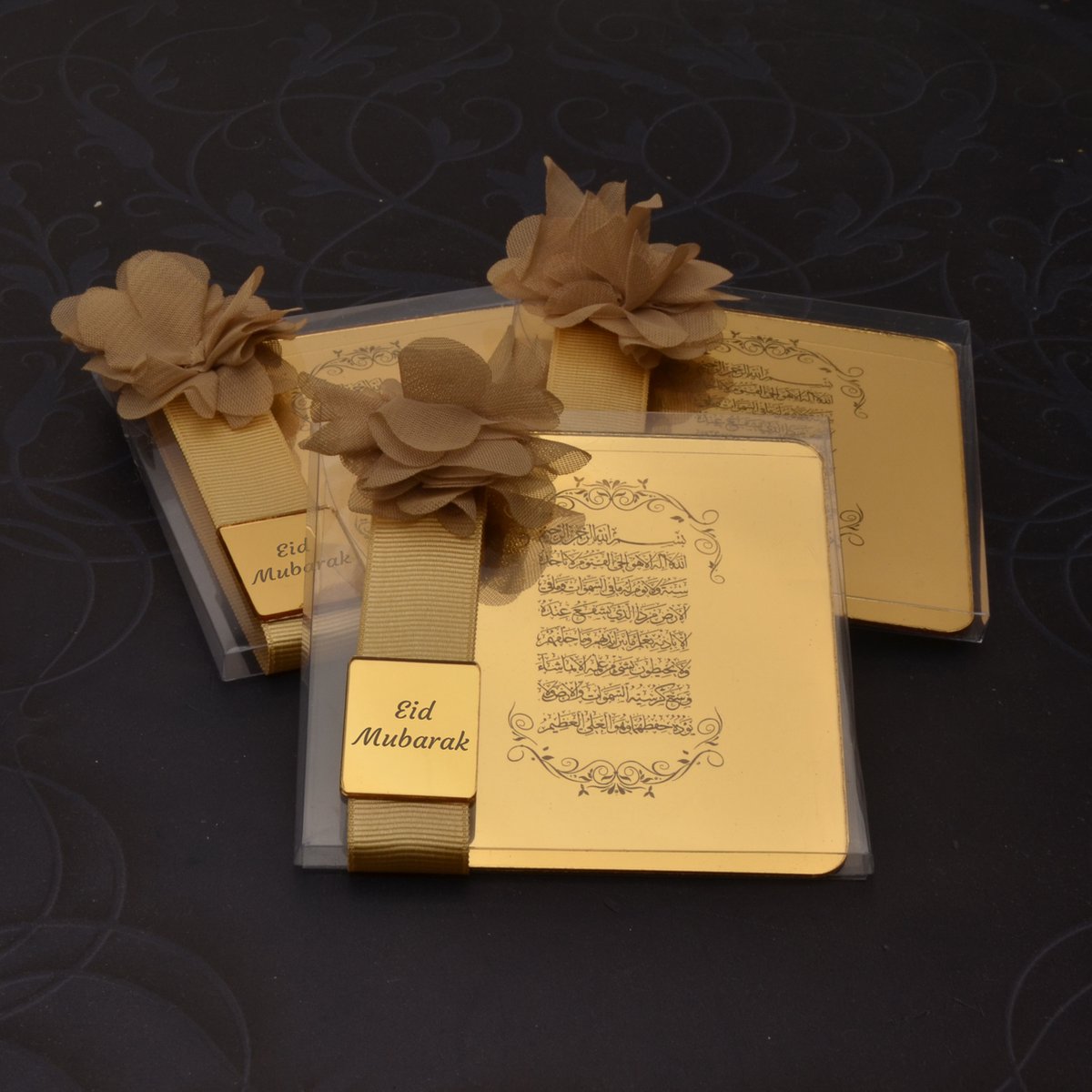 Ayetel Kursi Frame - 10-delige Set - Gouden Plexiglas - Eid Mubarak Ontwerp - 8x10 cm - Geschenk in Acetaat Doos - Ideaal voor Ramadan & Mevlüt