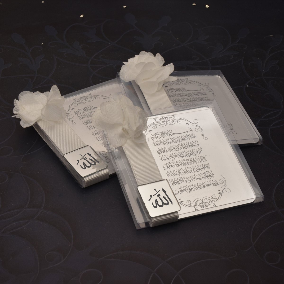 Ayetel Kursi Frame - 10-delige Set - Zilveren Plexiglas - Allah Ontwerp - 8x10 cm - Geschenk in Acetaat Doos - Ideaal voor Ramadan & Mevlüt