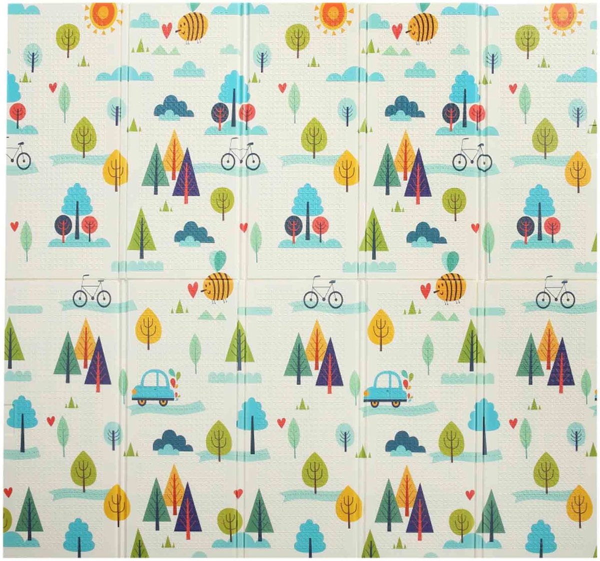 Baby Vivo speelkleed-speelmat- dubbelzijdig met bos en beer motief- 200 x 180 cm-antislip-opvouwbaar