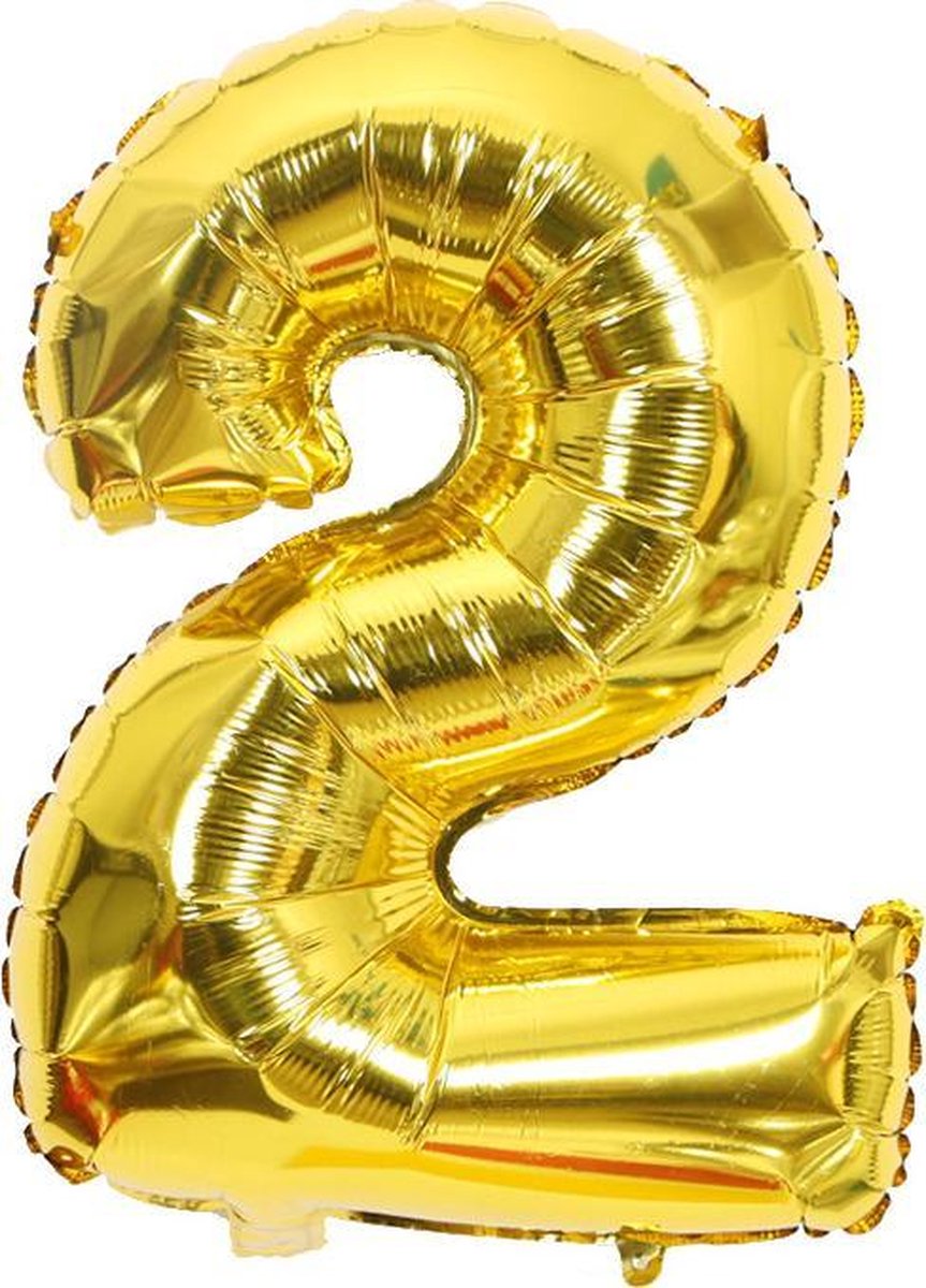 Ballonnen 2 jaar cijfer ballon - goud folie helium - 100cm - gouden verjaardag versiering