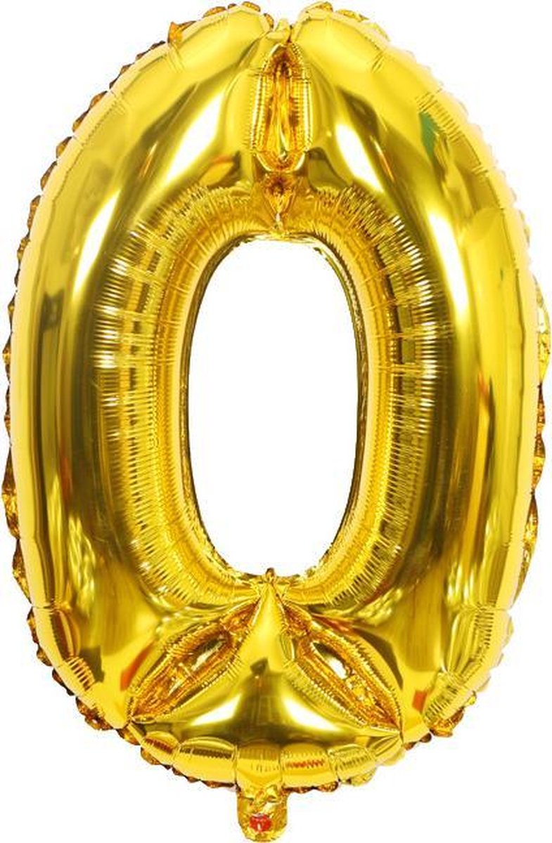 Cijfer ballon 0 jaar - goud folie helium ballonnen - 100 cm - gouden 10 - 20 - 30 - 40 - 50 - 60 - 70 - 80 - 90 - 100 verjaardag versiering