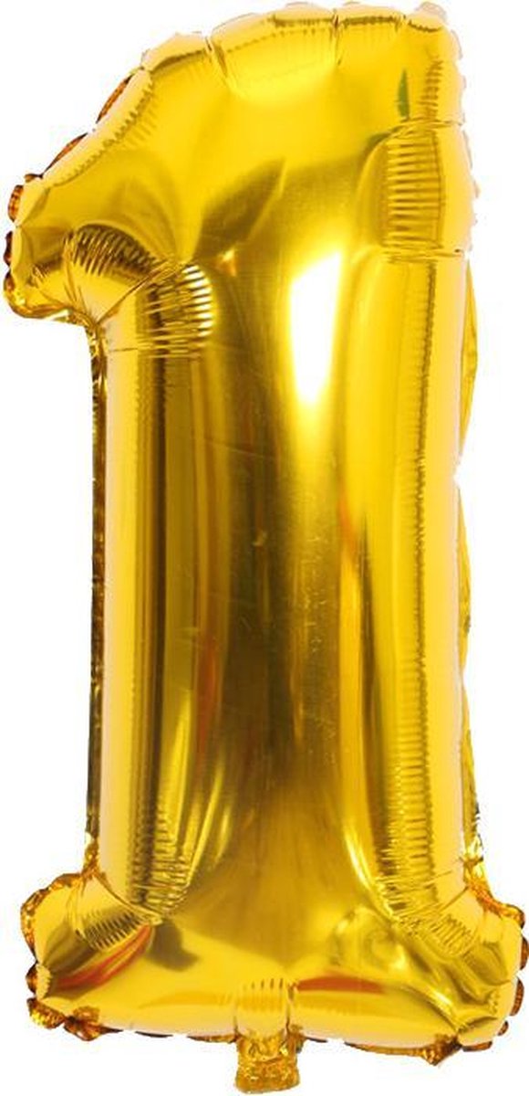 Cijfer ballon 1 jaar - Goud Folie helium ballonnen - 100 cm - gouden verjaardag versiering