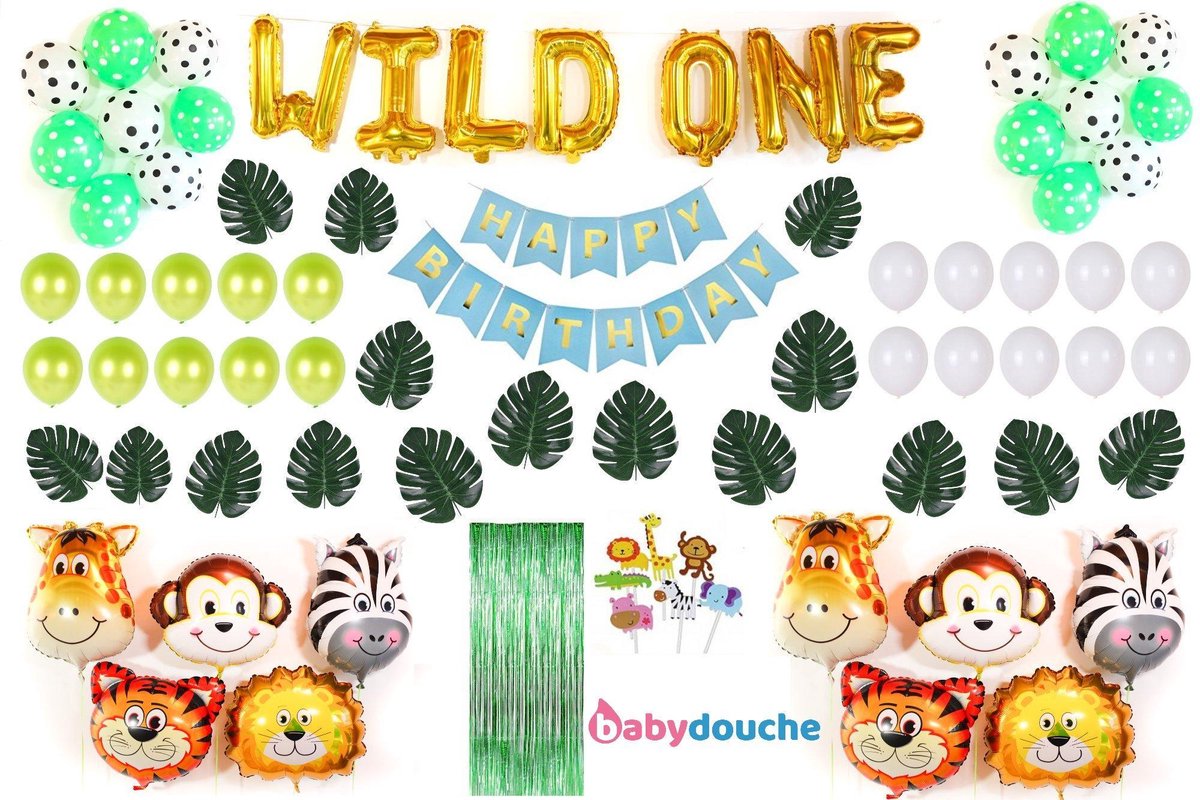 Jungle Decoratie XL Verjaardag versiering pakket - Safari thema - dieren ballonnen slinger - jongen meisje