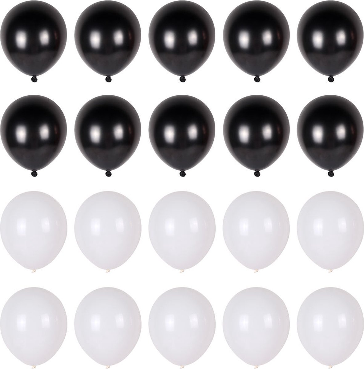 Ballonnenset zwart wit 20 stuks - Zwarte witte ballonnen set - verjaardag versiering ballon