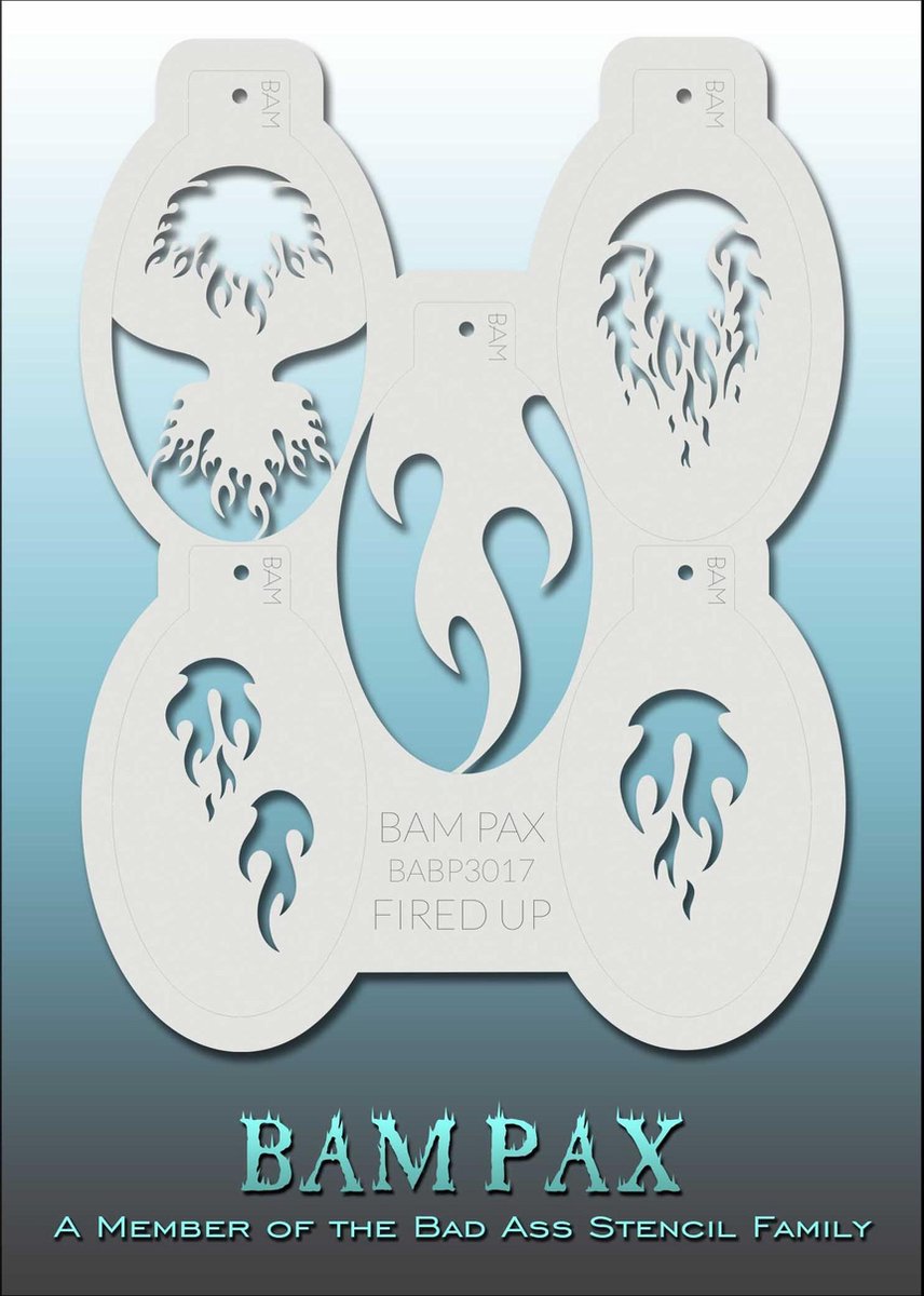 Bad Ass Stencil Pax Fired Up Nr. 3017 - BAM-PAX3017 - Schmink sjabloon - Bad Ass Stencil - Geschikt voor schmink en airbrush