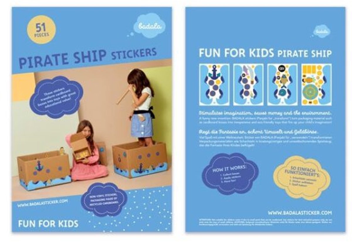 Badala stickerset Fun for kids - Pirate Ship stickers - DIY