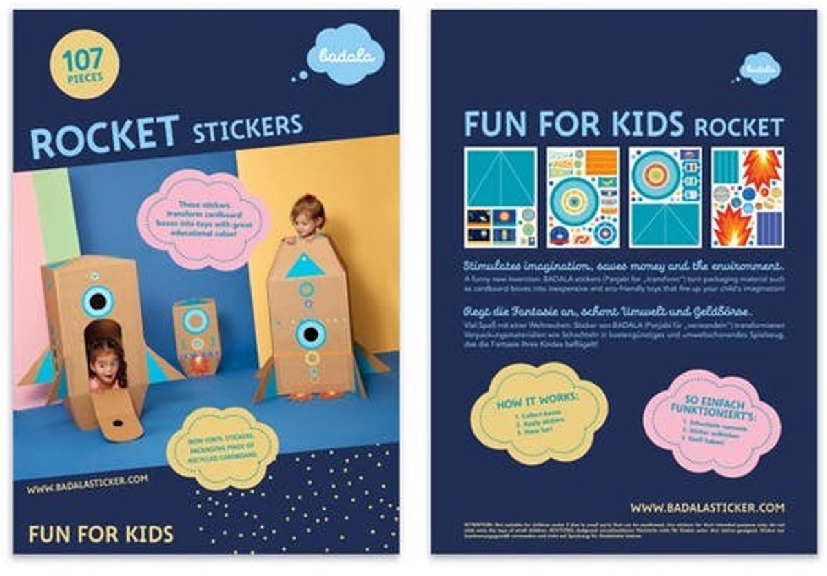 Badala stickerset Fun for kids - Rocket stickers - DIY