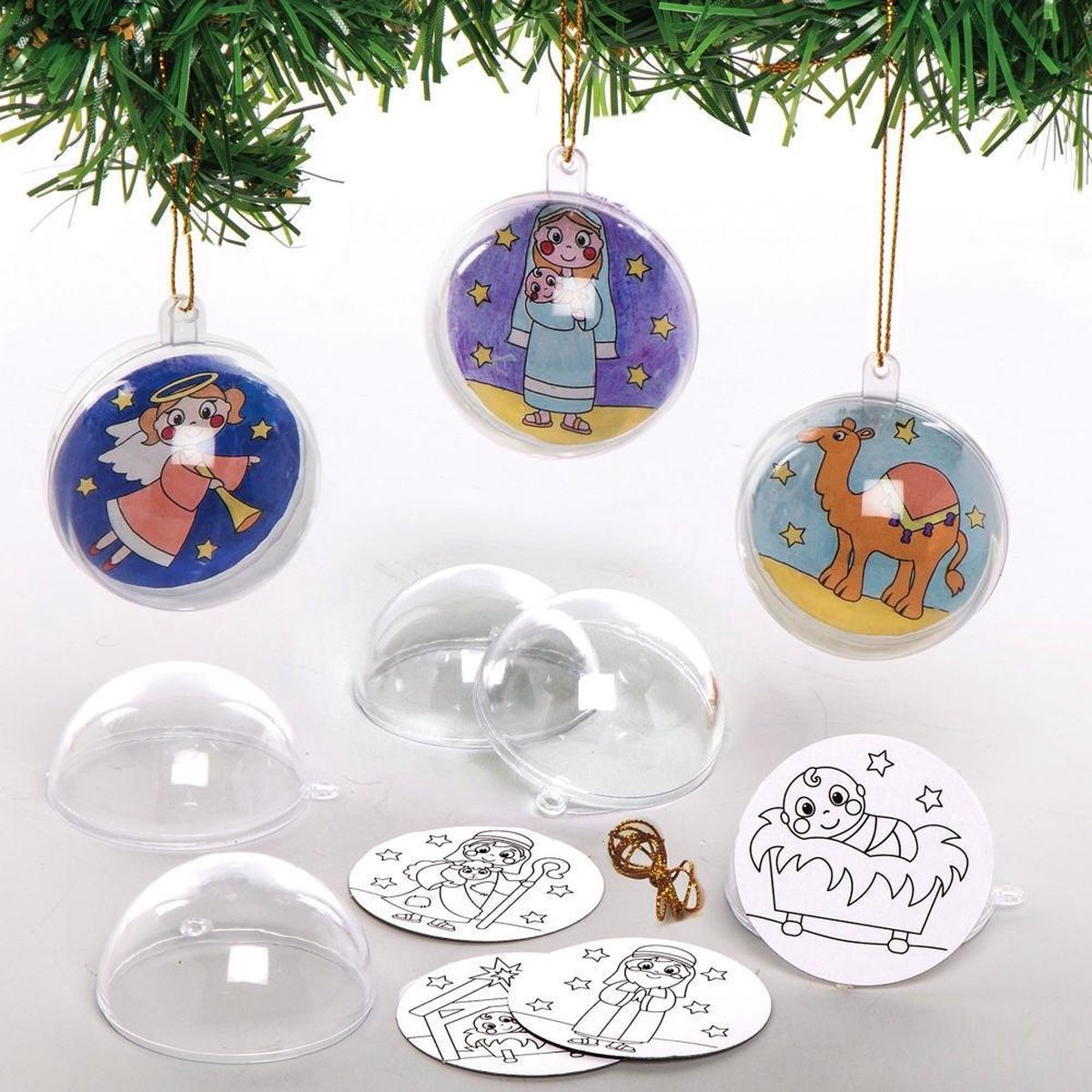 Baker Ross AX555 Kleur In Kerstballen - Pakket Van 8, Feestelijke Kunst En Knutselspullen Perfect Voor Kinderen Om Te Versieren, Ideaal Voor School, Knutselgroepen, Zondagsschool En Voor Thuis.