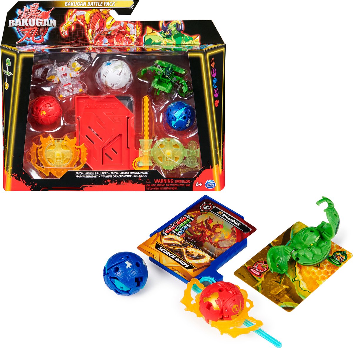 Bakugan - Special Attack Battle-set met 5 Bakugan-actiefiguren en 3 Brawler-kaarten - stijlen kunnen variëren