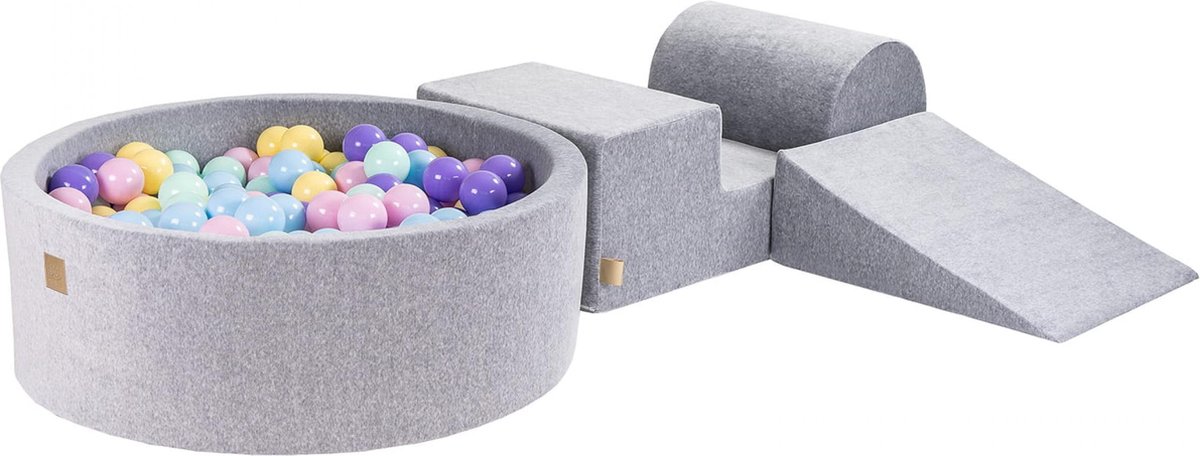 Foam Speelset incl XL   90x30 Grijs - Baby Blauw, Pastel Roze, Pastel Geel, Lila, Mint