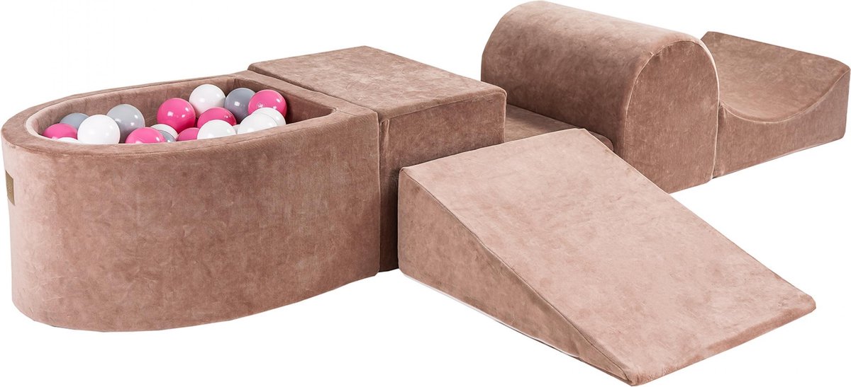 Foam Speelset met ballenbak Beige incl 100 ballen: Licht Roze, Grijs, Wit