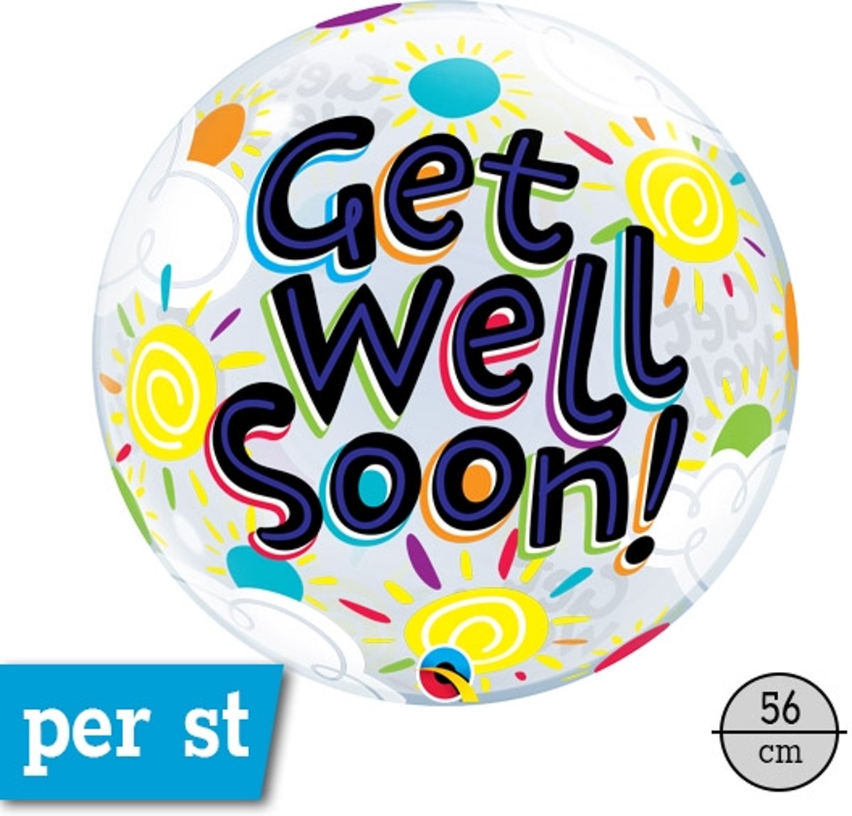 Bubble ballon, get well soon, 56 cm